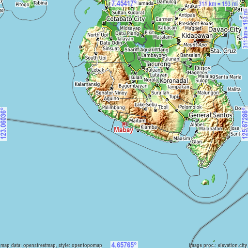 Topographic map of Mabay