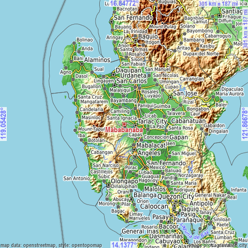 Topographic map of Mababanaba