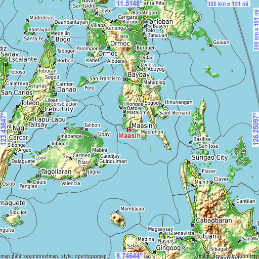 Topographic map of Maasin