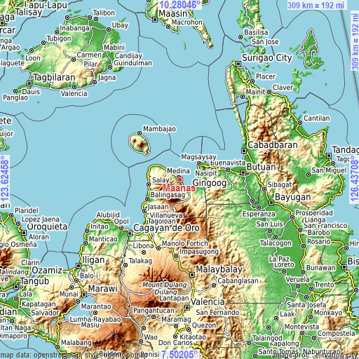 Topographic map of Maanas