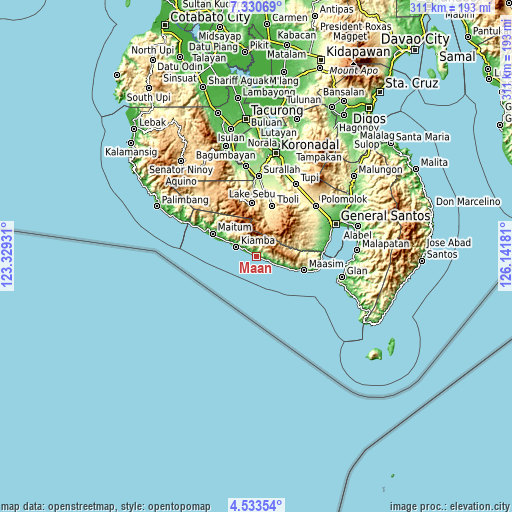 Topographic map of Maan