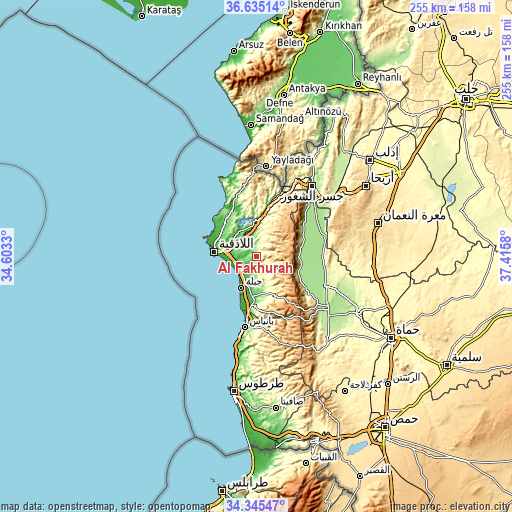 Topographic map of Al Fākhūrah