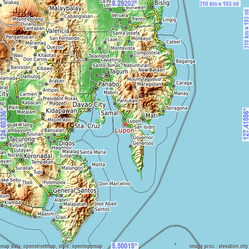 Topographic map of Lupon