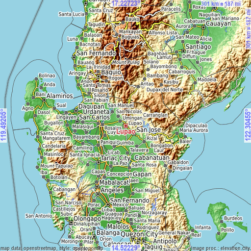 Topographic map of Lupao