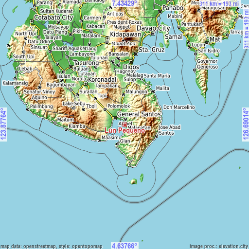 Topographic map of Lun Pequeño