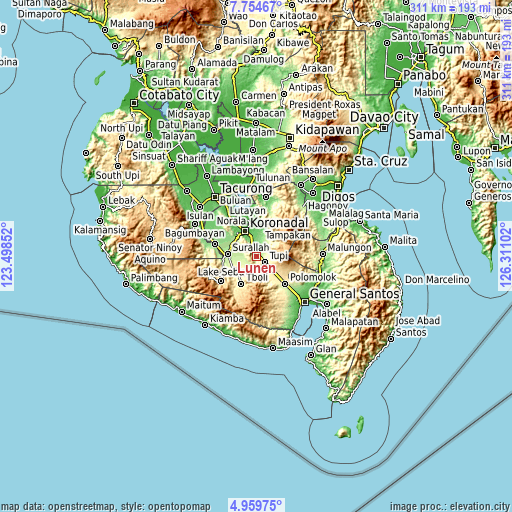 Topographic map of Lunen