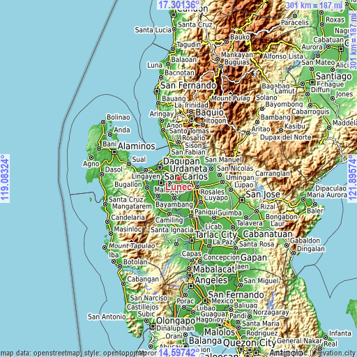 Topographic map of Lunec