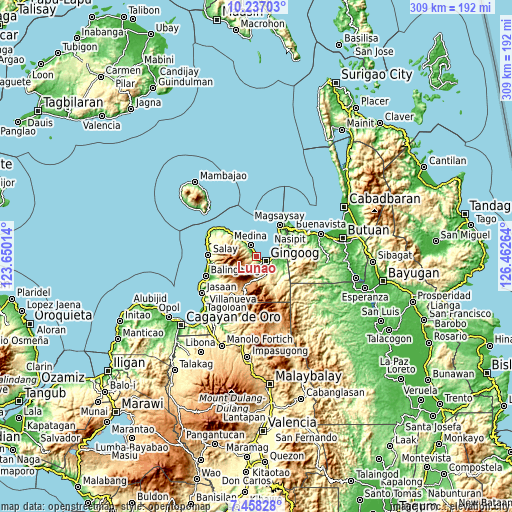 Topographic map of Lunao