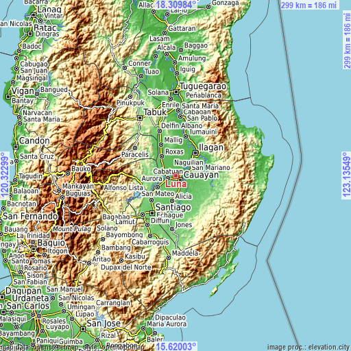 Topographic map of Luna