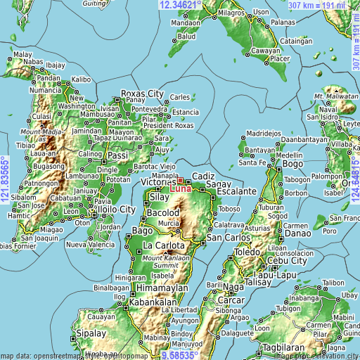 Topographic map of Luna