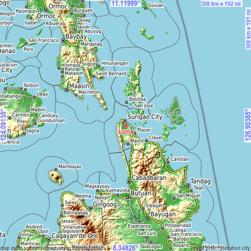 Topographic map of Luna