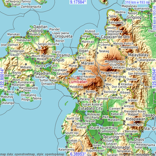 Topographic map of Lumbatan