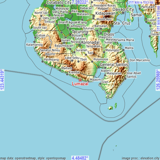 Topographic map of Lumazal