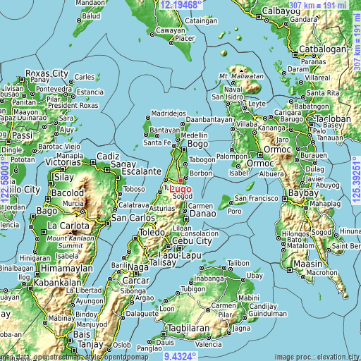 Topographic map of Lugo