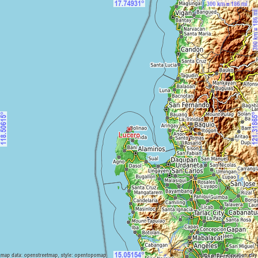 Topographic map of Lucero