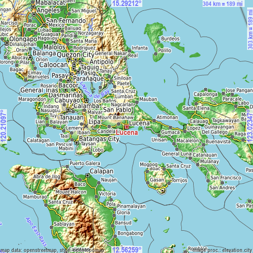 Topographic map of Lucena