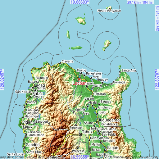 Topographic map of Lucban