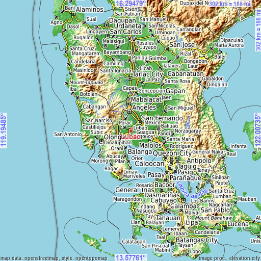 Topographic map of Lubao