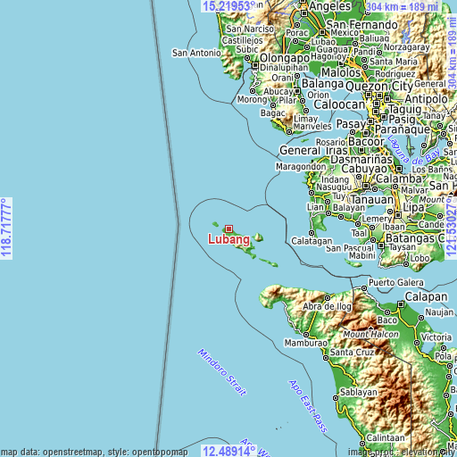 Topographic map of Lubang