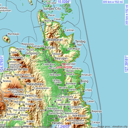 Topographic map of Los Arcos