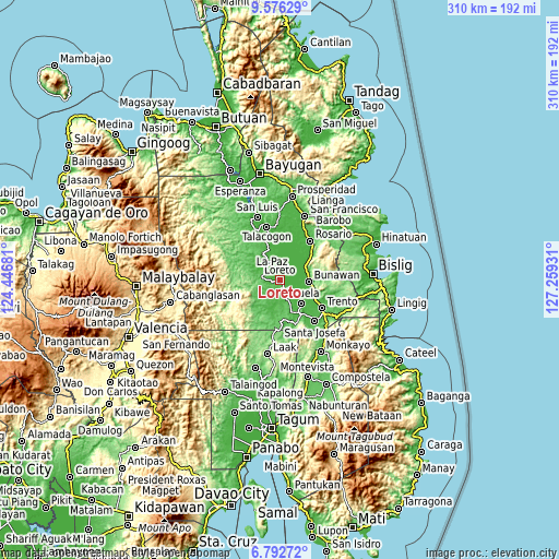 Topographic map of Loreto