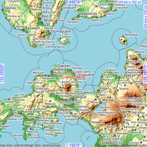 Topographic map of Lopez Jaena