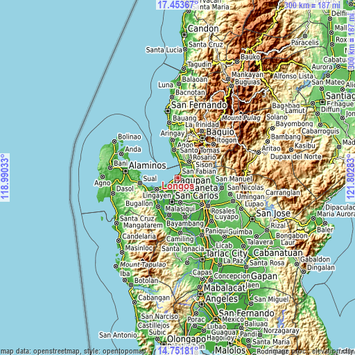 Topographic map of Longos