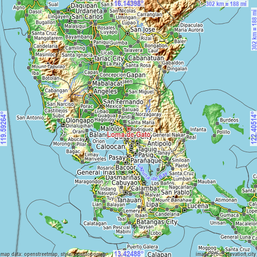 Topographic map of Loma de Gato