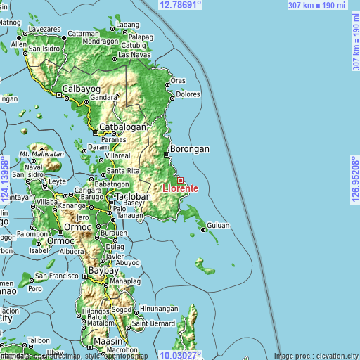 Topographic map of Llorente