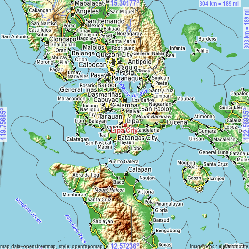 Topographic map of Lipa City