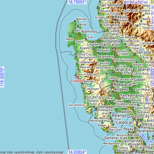 Topographic map of Liozon