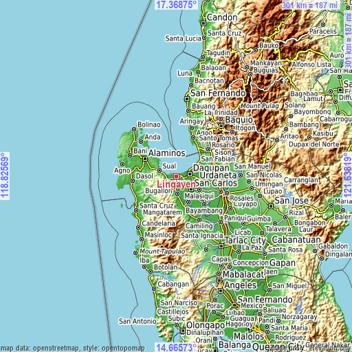 Topographic map of Lingayen