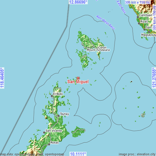 Topographic map of San Miguel