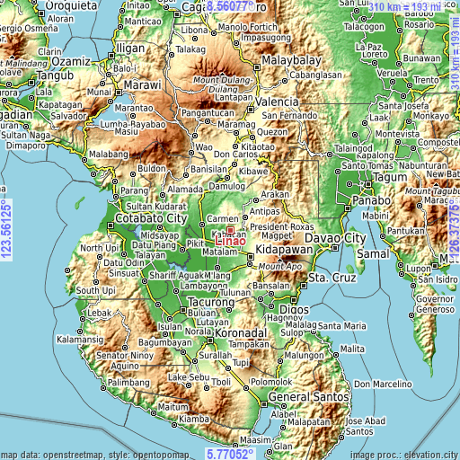 Topographic map of Linao