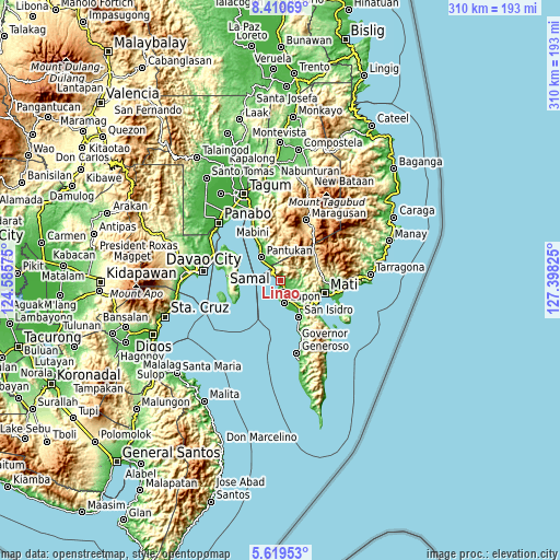 Topographic map of Linao