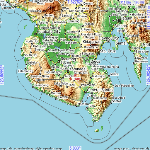 Topographic map of Linan