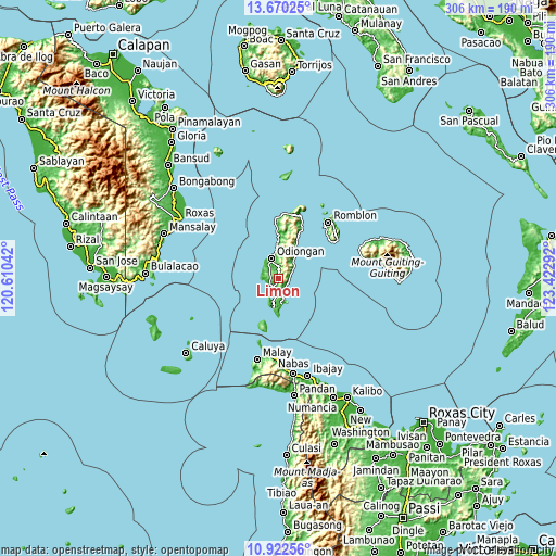 Topographic map of Limon