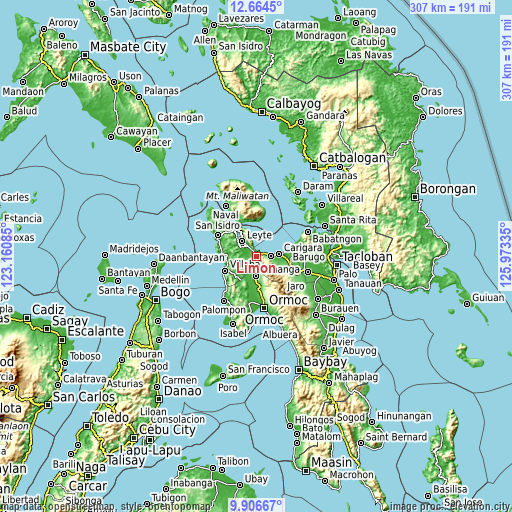 Topographic map of Limon