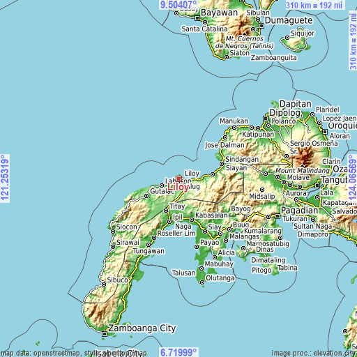 Topographic map of Liloy