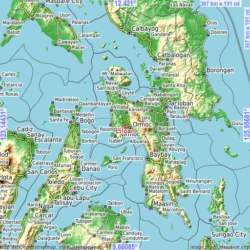 Topographic map of Liloan