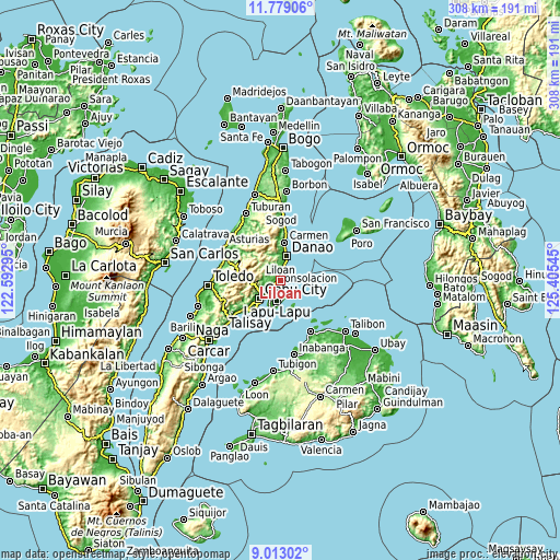 Topographic map of Liloan