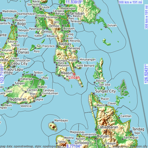 Topographic map of Liloan