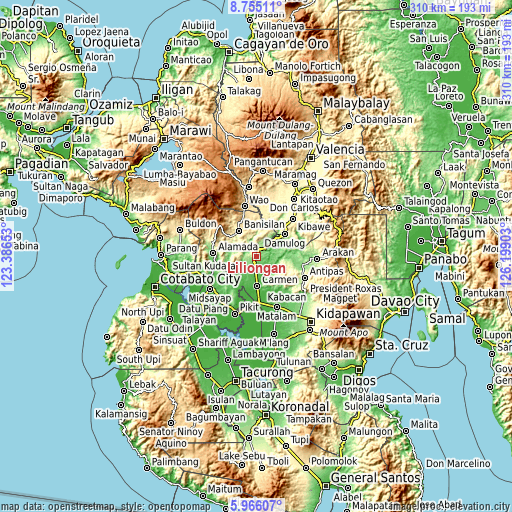 Topographic map of Liliongan