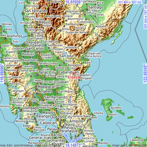 Topographic map of Ligaya