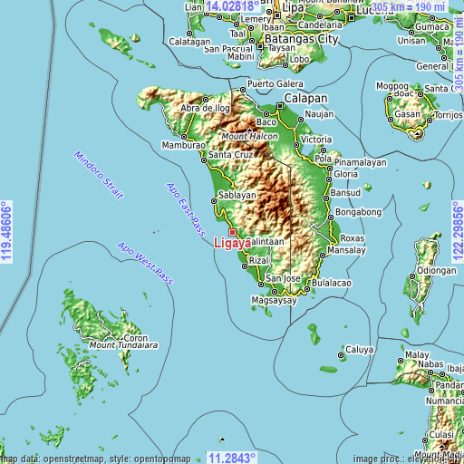 Topographic map of Ligaya