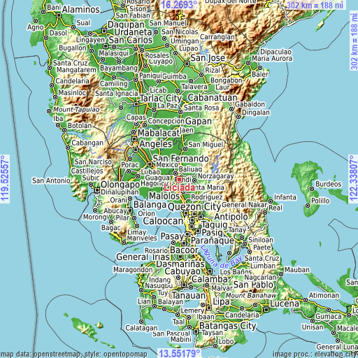 Topographic map of Liciada