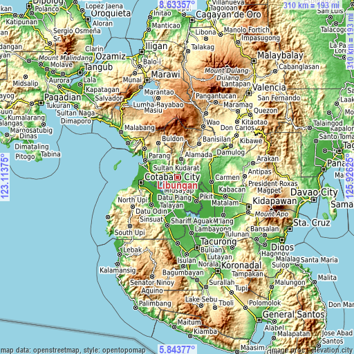 Topographic map of Libungan