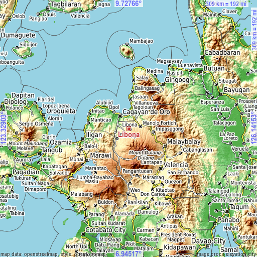 Topographic map of Libona