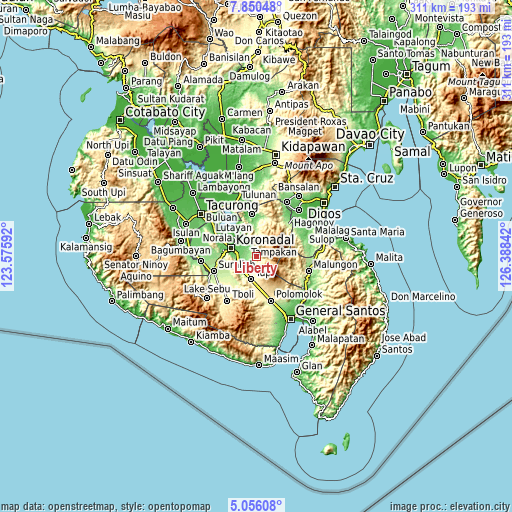 Topographic map of Liberty