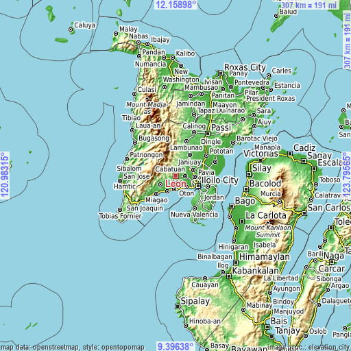 Topographic map of Leon